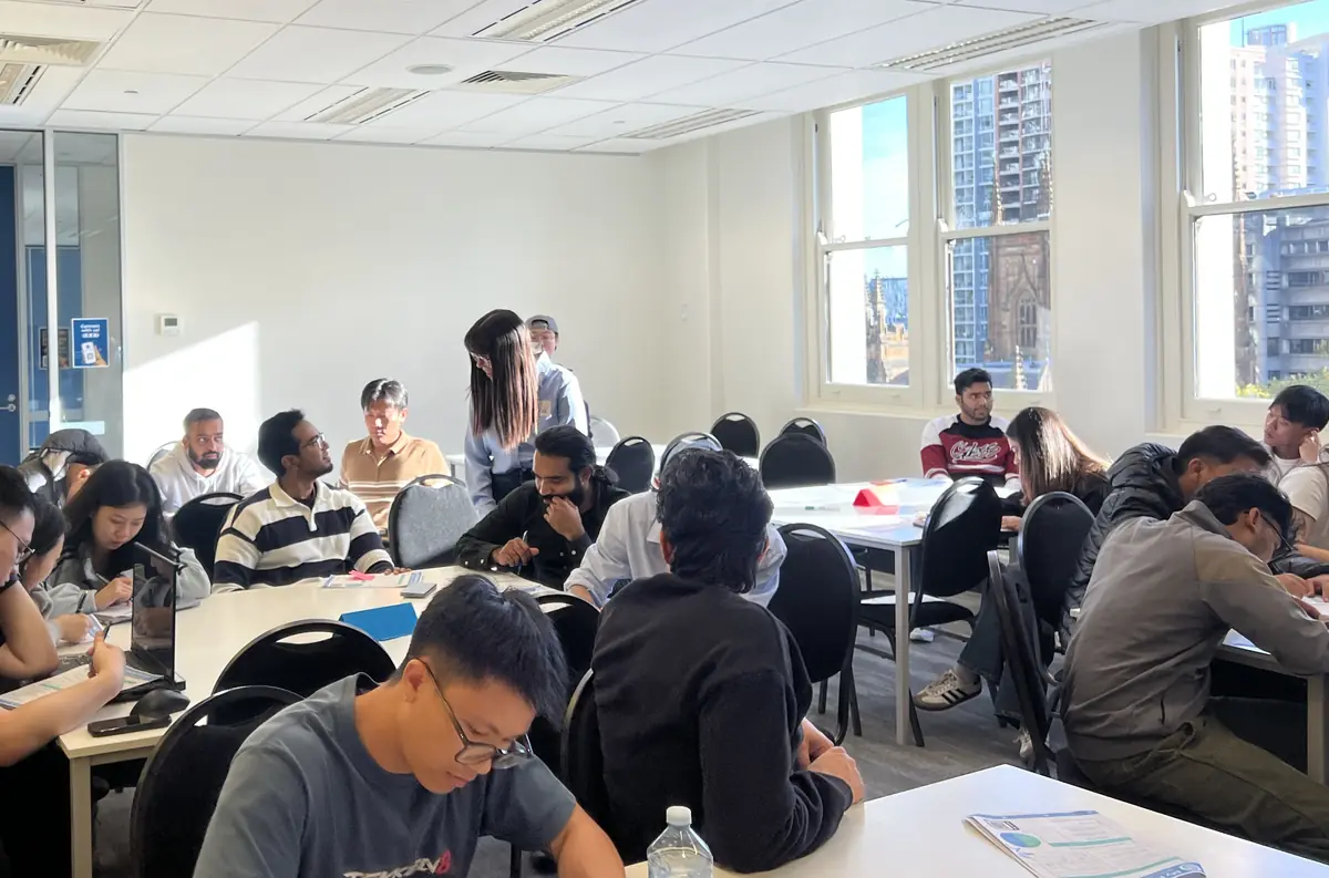 College students taking part in a My Financial Future workshop in a classroom